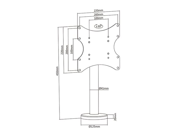 Multibrackets 4400 tv-beslag 109,2 cm (43") Sort