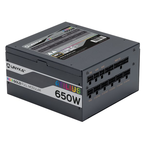 UNYKAch ATX Atilus RGB Black 650W strömförsörjningsenheter 20+4 pin ATX Svart