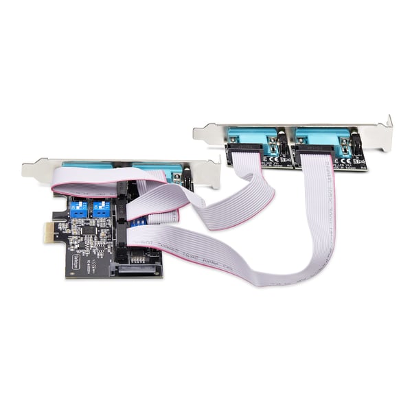 StarTech.com Seriellt PCIe-kort med 4 portar, PCI Express-kort med fyra portar till RS232/RS422/RS485 (DB9), lågprofilfäste, 16C1050 UART, Windows/Linux, TAA-kompatibel - nivå 4 ESD-skydd