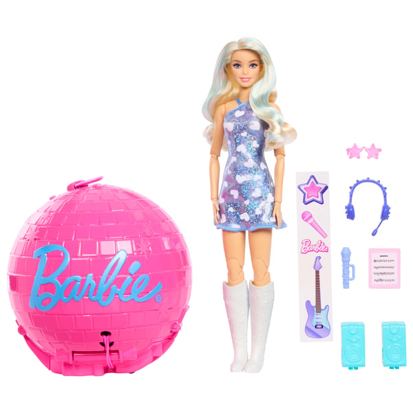 Barbie TEAM Roll & Reveal Pop Star Doll and Accessories