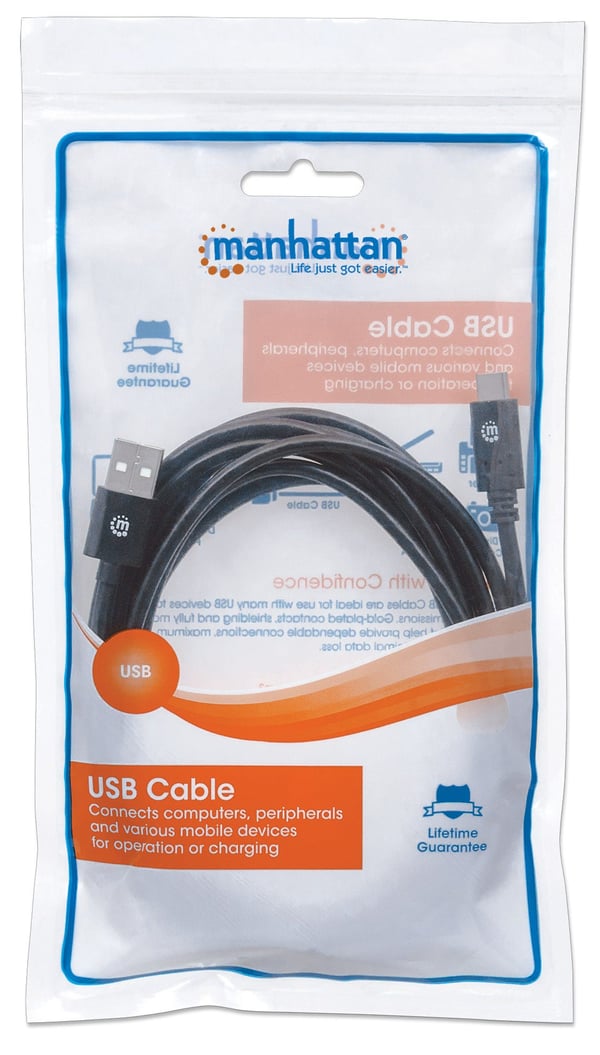 Manhattan 354936 USB-kabel USB 2.0 3 m USB C USB A 0,48 Gbit/sek. Sort