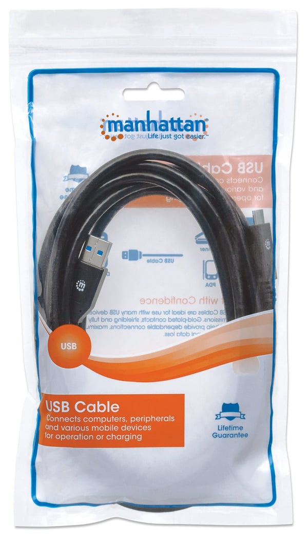 Manhattan 354981 USB-kabel USB 3.2 Gen 1 (3.1 Gen 1) 3 m USB C USB A 5 Gbit/sek. Sort