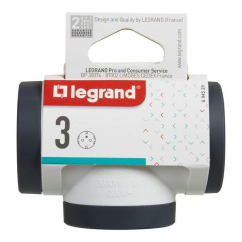 Legrand 694520 pistorasia-adapteri Tyyppi F Musta, Valkoinen