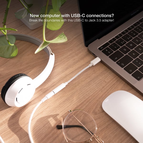 Nanocable 10.24.1205-W lydkabel 0,11 m 3.5mm USB Type-C Hvid