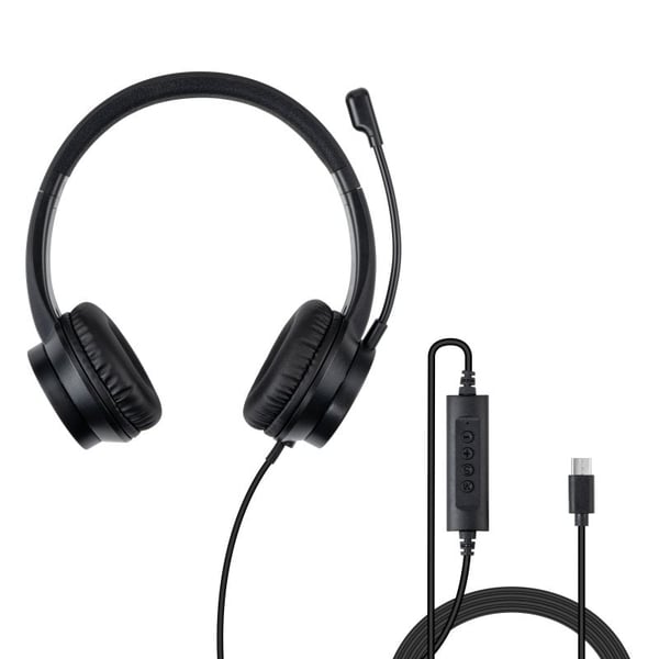 Lindy 20439 kuulokkeet ja kuulokemikrofoni Langallinen Pääpanta Toimisto/puhelukeskus USB Type-C Musta