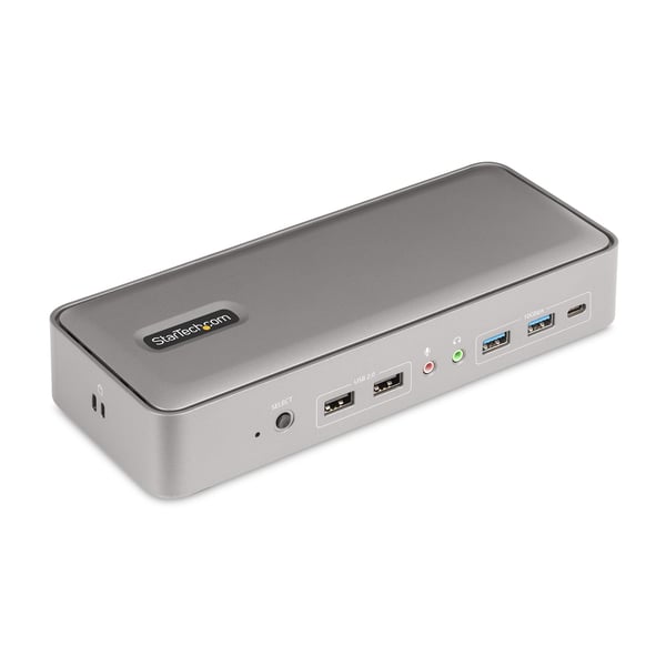 StarTech.com KVM-dockningsstation för dubbla bärbara datorer med USB-C, 4K 60 Hz DisplayPort-dockningsstation för dubbelskärm, USB-hubb med 5 portar, GbE, 90 W/45 W strömförsörjning till två bärbara datorer, Windows/Mac, KVM-dockningsstation med 2 värdar StarTech.com KVM-dockningsstation för dubbla bärbara datorer med USB-C, 4K 60 Hz DisplayPort-dockningsstation för dubbelskärm, USB-hubb med 5 portar, GbE, 90 W/45 W strömförsörjning till två bärbara datorer, Windows/Mac, KVM-dockningsstation med 2 värdar