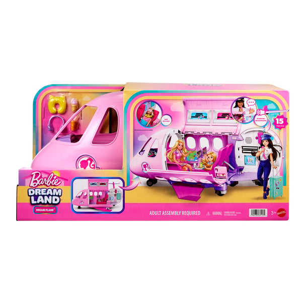 Barbie Dream Land Dream Plane med fungerende mikrofonfunktion og 14 stk. tilbehør