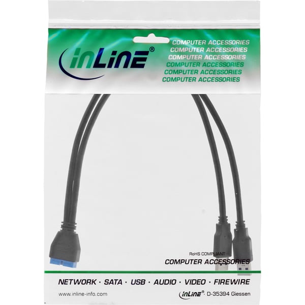 InLine 33447I USB-kabel USB 3.2 Gen 1 (3.1 Gen 1) 0,4 m 2 x USB 5 Gbit/sek. Sort