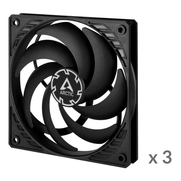 ARCTIC P12 Slim PWM PST Datorväska Fan 12 cm Svart 3 styck