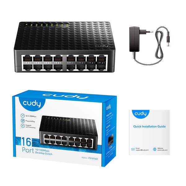 Cudy FS1016D netværksswitch Fast Ethernet (10/100) Sort