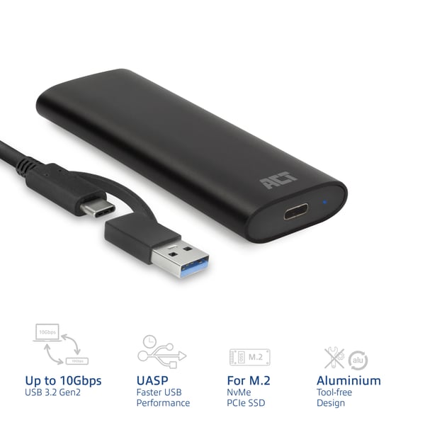 ACT AC1615 tallennusaseman kotelo SSD-kotelo Musta M.2