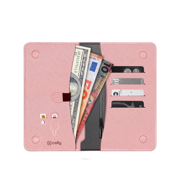 Celly Venere Passport Vikfodral Rosa Konstläder