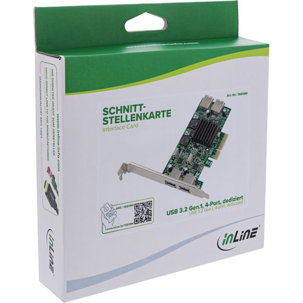 InLine 76619M nätverkskort/adapters Intern USB 3.2 Gen 1 (3.1 Gen 1)