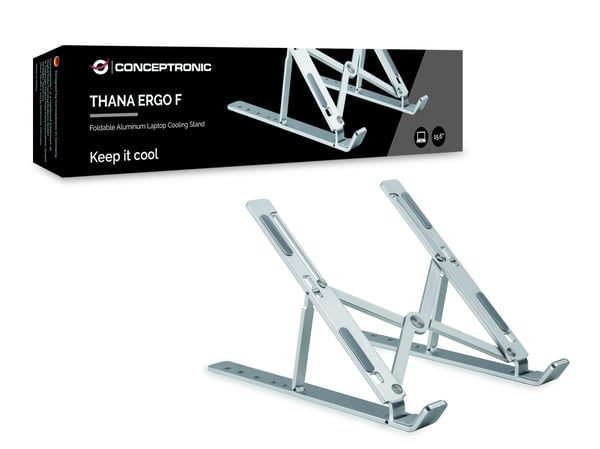 Conceptronic ERGO Foldable Aluminum Laptop Ställ till bärbara datorer Aluminium 39,6 cm (15.6")