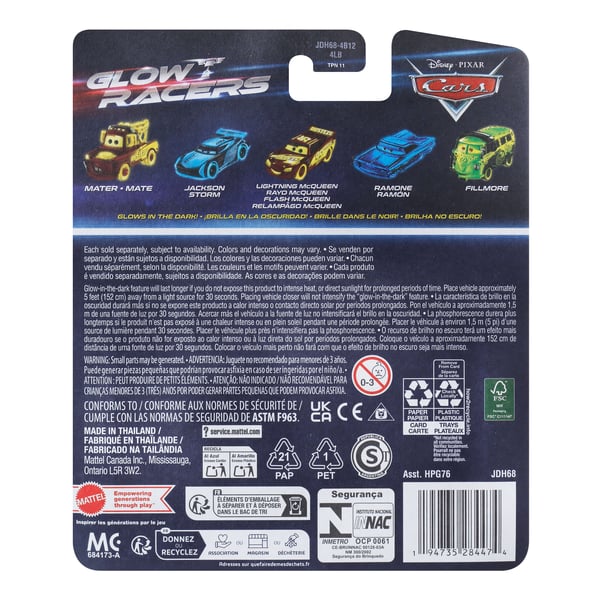 Mattel CARS GLOW RACERS DIECAST SINGLES - NR WINGO W/ FLAME
