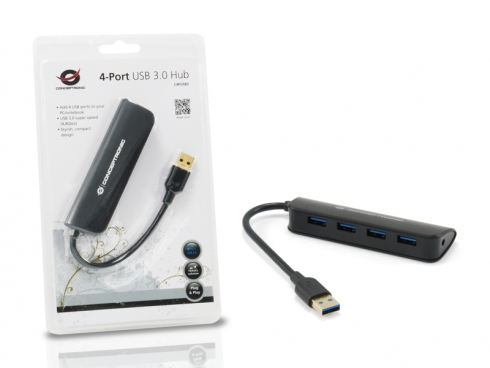 Conceptronic C4PUSB3 USB 3.2 Gen 1 (3.1 Gen 1) Type-A 4800 Mbit/s Musta