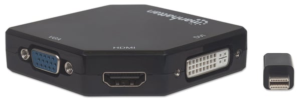 Manhattan 207720 videokabel adapter 0,25 m Mini DisplayPort DVI-I + VGA (D-Sub) + HDMI Sort