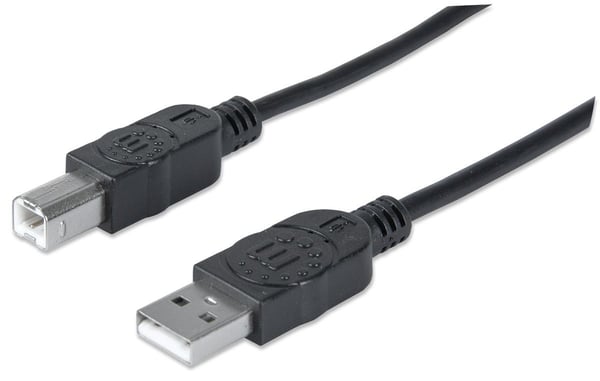Manhattan 333382 USB-kabel USB 2.0 3 m USB A USB B 0,48 Gbit/sek. Sort