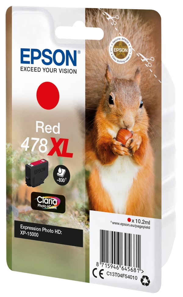 Epson Squirrel 478XL Orava Claria Photo HD, yksittäispakkaus, punainen muste