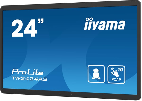 iiyama TW2424AS-B1 skilte display Digital fladpaneldisplay 60,5 cm (23.8") Wi-Fi 250 cd/m² 4K Ultra HD Sort Berøringsskærm Indbygget processer Android 24/7