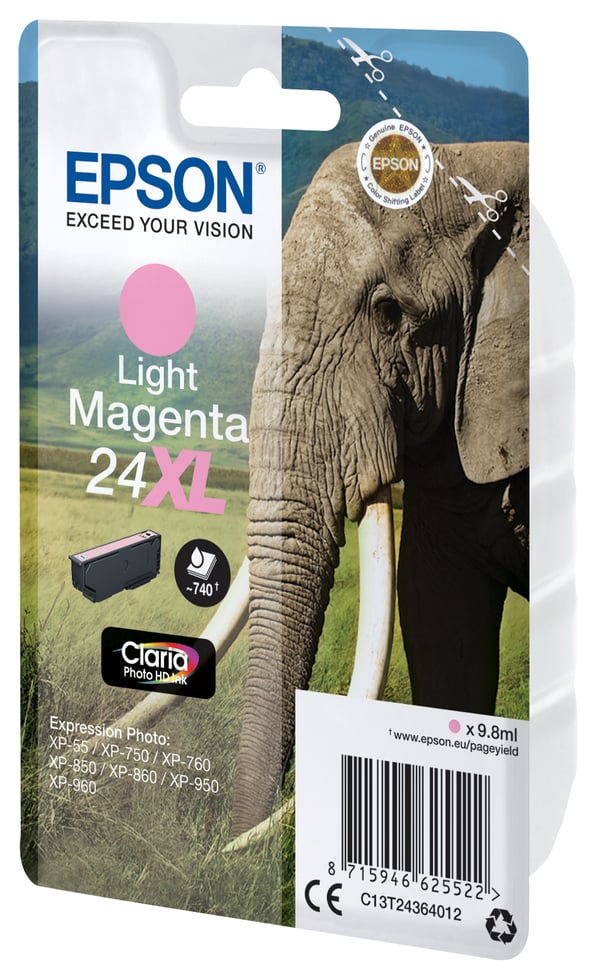 Epson Elephant 24XL Norsu Claria Photo HD, yksittäispakkaus, vaalean magenta muste