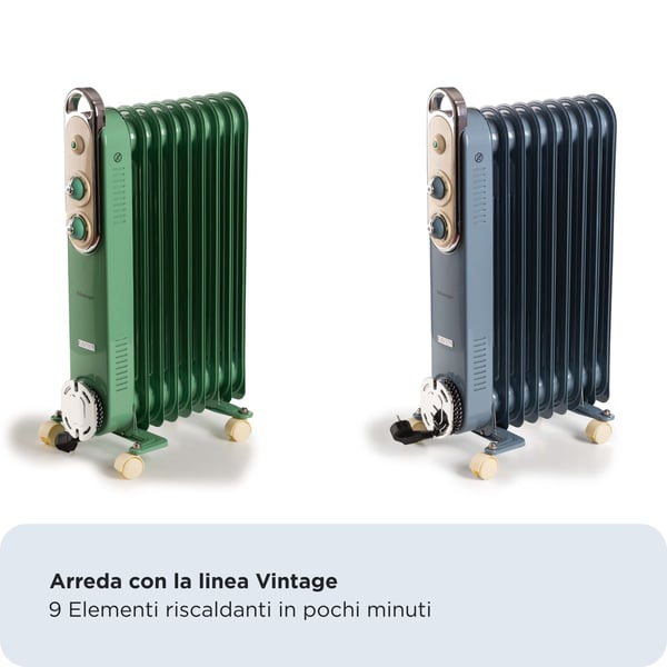 Ariete Vintage Line 8251/05 inomhus Ljusblå 2000 W Elektrisk oljevärmare