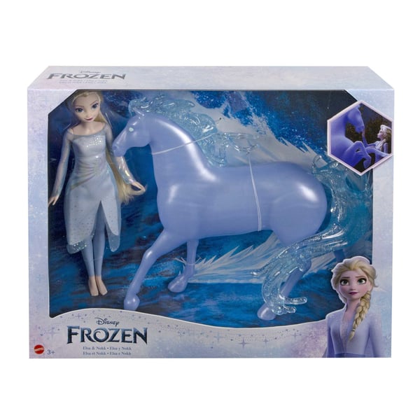 Mattel Disney Frost Elsa-modedocka med den hästformade vattenvarelsen Nokk, inspirerade av Disneys Frost 2