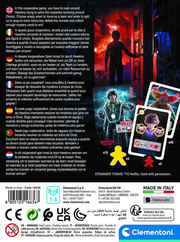 Clementoni 16636 brætspil Stranger Things - Adventures Together 30 min. Kortspil Rejser/eventyr