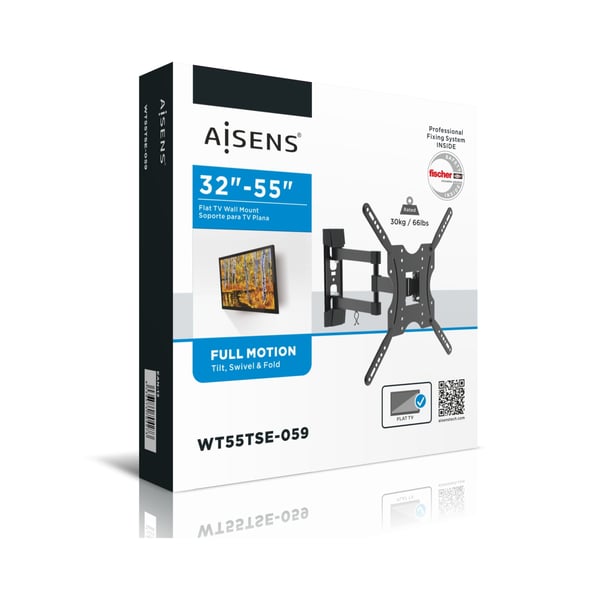 AISENS WT55TSE-059 monitorin kiinnike ja jalusta 139,7 cm (55") Seinä Musta