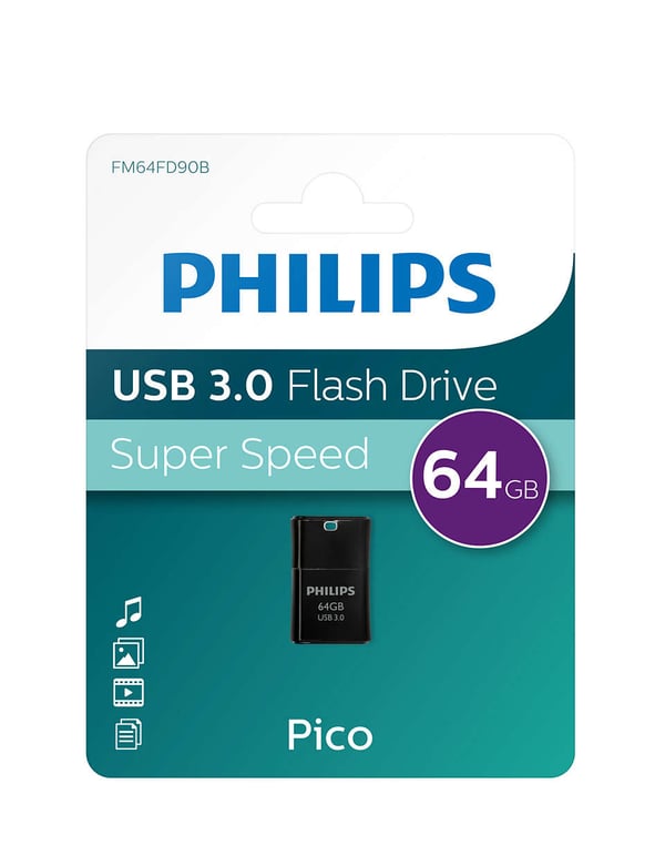 Philips Pico Edition 3.0 USB-muisti 64 GB USB A-tyyppi 3.2 Gen 1 (3.1 Gen 1) Musta
