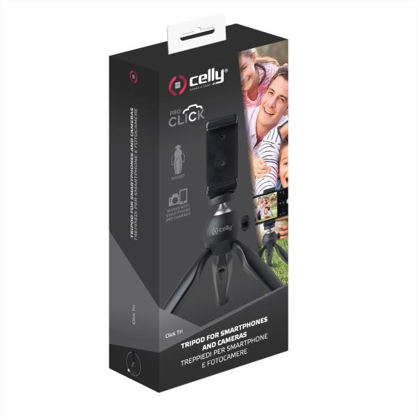 Celly Click Tri kolmijalka Älypuhelin/digikamera 3 jalkoja Musta