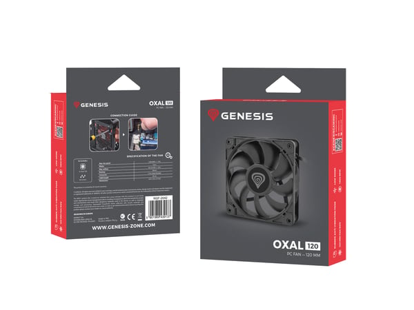GENESIS Oxal 120 Computerkabinet Ventilator 12 cm Sort 1 stk