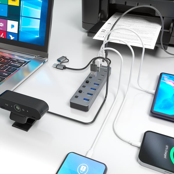 AISENS ASUC-8P043-GR gränssnittshubbar USB 3.2 Gen 1 (3.1 Gen 1) Type-A 5000 Mbit/s Grå