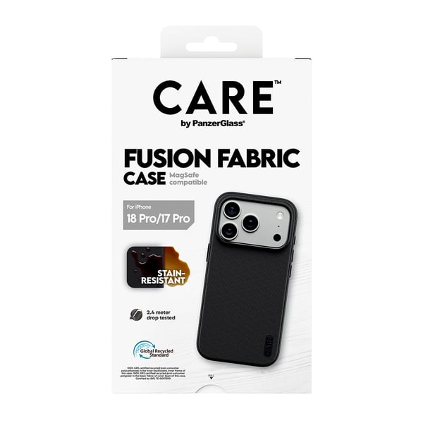 PanzerGlass CARE™ by ® Fusion Fabric Case Black w. MagSafe iPhone 18 Pro | 17 Pro mobiltelefonfodral 16 cm (6.3") Mobilskal Svart