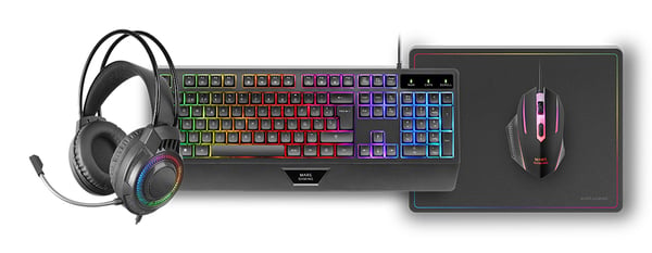 Mars Gaming MCP124PRO tastatur Mus inkluderet Spil USB QWERTY Portugisisk Sort