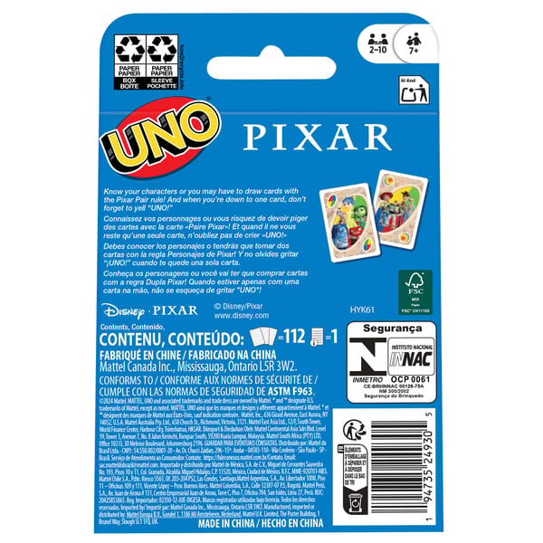 Mattel Games UNO Pixar