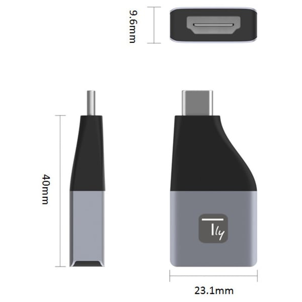 Techly IADAP USBC-HDMI4K USB grafisk adapter 4096 x 2160 pixel Sort, Sølv