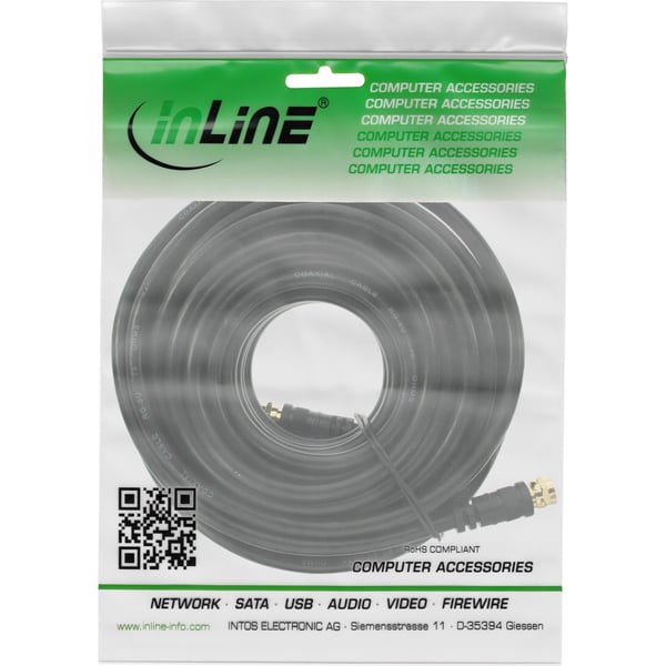 InLine 4043718129706 koaxial kabel 15 m F Sort