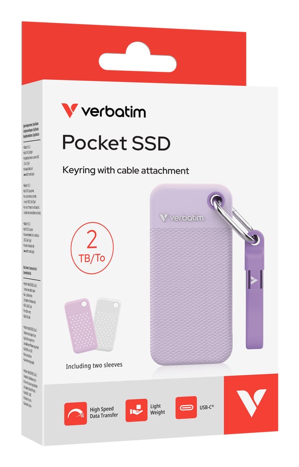 Verbatim Pocket SSD 2 TB USB Type-C 3.2 Gen 2 (3.1 Gen 2) Lilla