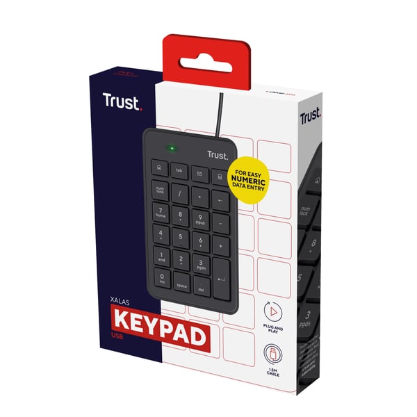 Trust 22221 numeriskt tangentbord Bärbar dator/PC USB Svart