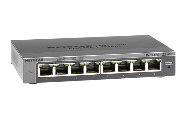 NETGEAR GS108E Hallittu Gigabit Ethernet (10/100/1000) Musta