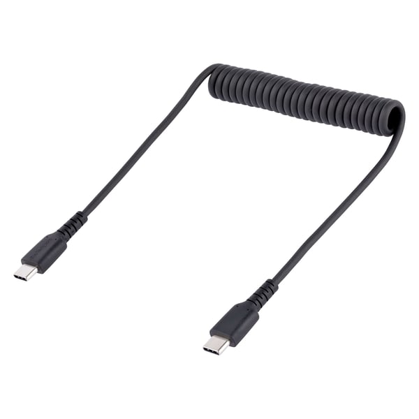 StarTech.com 50 cm USB-C-snabbladdningskabel, robust, lindad, laddning och synkronisering, 3 A, USB 2.0, TPE-jacka och aramidfiber - USB C-laddningssladd