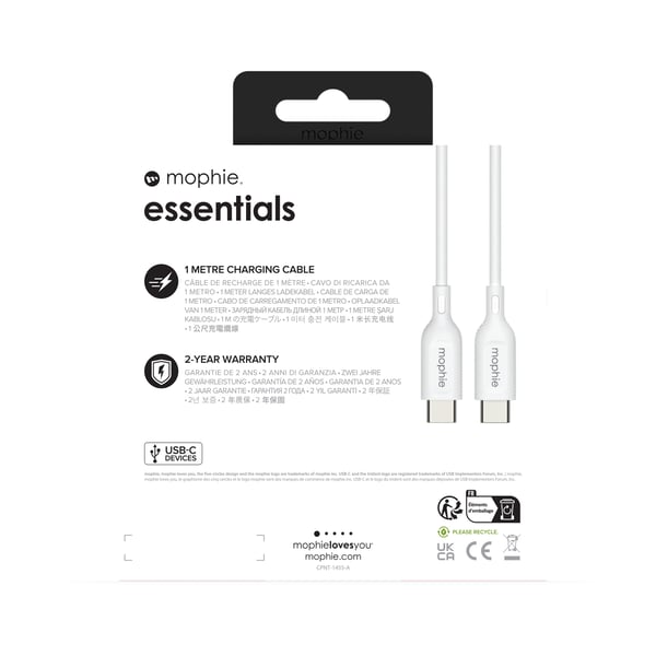 mophie essentials charging cables | 1M USB-kablar USB 2.0 USB C Vit