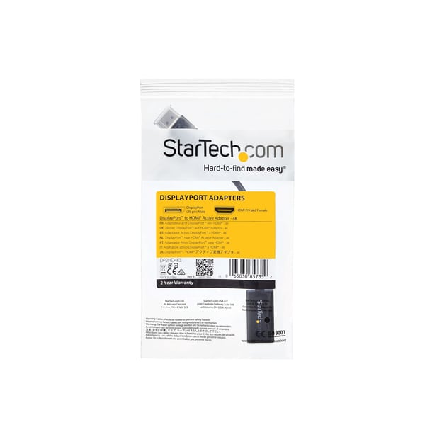 StarTech.com DisplayPort till HDMI 4K-konverterare – DisplayPort 1.2 till HDMI aktiv adapter för DP-kapabel stationär/bärbar dator – 4K @ 30 Hz
