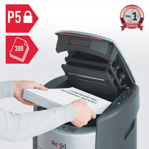 Rexel ShredMax AutoFeed+ 300M Dokumentförstörare P5 Mikroskärning