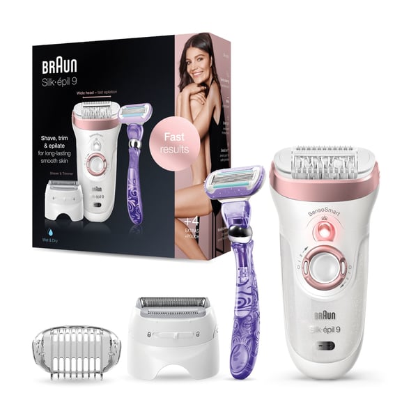 Braun Silk-épil 9 9-870 epilatorer 40 pincetter Rosa, Vit