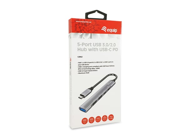 Equip 128962 interface hub USB 3.2 Gen 1 (3.1 Gen 1) Type-C 5000 Mbit/s Sølv
