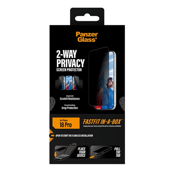 PanzerGlass ® 2-Way Privacy Screen Protector iPhone 2026 Pro | Ultra-Wide Fit w. FASTFIT IN-A-BOX Kirkas näytönsuoja 1 kpl