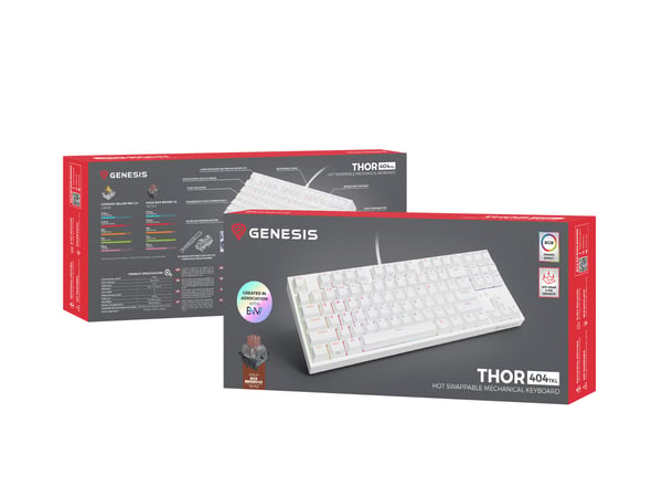 GENESIS Thor 404 TKL tastatur Spil USB QWERTY US International Hvid