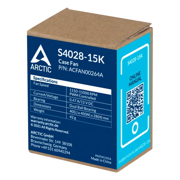 ARCTIC S4028-15K Datorväska Fan 4 cm Svart 1 styck